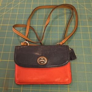 Coach Orange And Blue Leather Crossbody Bag